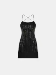 WOMEN - WOMEN'S CRYSTAL STRIPE MINI DRESS - Black