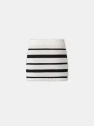 WOMEN - WOMEN'S MA STRIPED MINI SKIRT - Black Alabaster(EGYPTIAN COTTON,Black Alabaster)