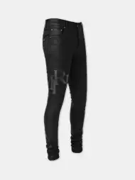 WAXED STAGGERED LOGO SKINNY JEAN - Black Wax(DENIM,Black Wax)
