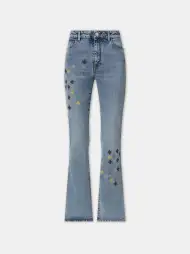 WOMEN - WOMEN'S MA QUAD EMBROIDERED FLARE JEAN - Stone Indigo