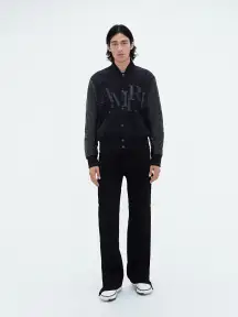 AMIRI STAGGERED VARSITY JACKET - Black(WOOL,BLACK)