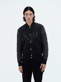 AMIRI STAGGERED VARSITY JACKET - Black(WOOL,BLACK)