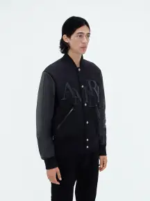 AMIRI STAGGERED VARSITY JACKET - Black(WOOL,BLACK)