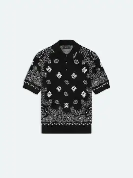 BANDANA SHORT SLEEVE POLO - Black