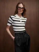 WOMEN - WOMEN'S MA STRIPED POLO - Black Alabaster(EGYPTIAN COTTON,Black Alabaster)
