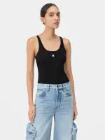 WOMEN - WOMEN'S MA EMBROIDERED RIBBED TANK - Black(COTTON,BLACK)