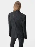 WOMEN - WOMEN'S SEQUIN PINSTRIPE BLAZER - Dark Grey(WOOL VISCOSE,Dark Grey)