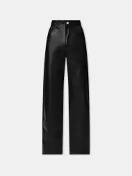 WOMEN - WOMEN'S LEATHER WIDE STRAIGHT - Black