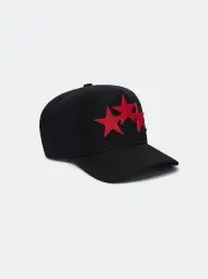 THREE STAR STAGGERED AMIRI FULL CANVAS HAT - Black Red(CANVAS,Black Red)