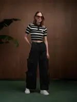 WOMEN - WOMEN'S MA STRIPED POLO - Black(EGYPTIAN COTTON,BLACK)