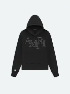 AMIRI STAGGERED LOGO HOODIE - Black