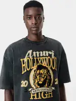 AMIRI HIGH LION SKATER TEE - Black(COTTON,BLACK)