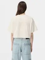 WOMEN - WOMEN'S AMIRI EMBROIDERED CROPPED TEE - Alabaster(COTTON JERSEY,Alabaster)