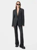 WOMEN - WOMEN'S SEQUIN PINSTRIPE KICK FLARE - Dark Grey(WOOL BLEND,Dark Grey)