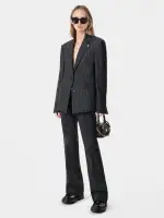 WOMEN - WOMEN'S SEQUIN PINSTRIPE BLAZER - Dark Grey(WOOL VISCOSE,Dark Grey)