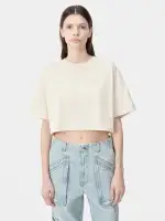 WOMEN - WOMEN'S AMIRI EMBROIDERED CROPPED TEE - Alabaster(COTTON JERSEY,Alabaster)