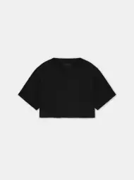WOMEN - WOMEN'S AMIRI EMBROIDERED CROPPED TEE - Black