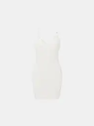 WOMEN - WOMEN'S V NECK MINI DRESS - Alabaster