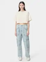 WOMEN - WOMEN'S AMIRI EMBROIDERED CROPPED TEE - Alabaster(COTTON JERSEY,Alabaster)
