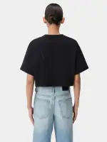 WOMEN - WOMEN'S AMIRI EMBROIDERED CROPPED TEE - Black(COTTON JERSEY,BLACK)