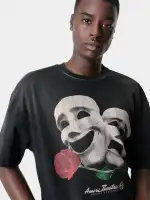 THEATRE MASKS OVERSIZED TEE - Black(COTTON,BLACK)