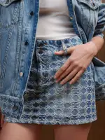 WOMEN - WOMEN'S MA QUAD JACQUARD MINI SKIRT - Stone Indigo(DENIM,Stone Indigo)