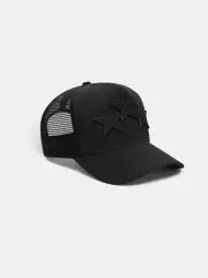 3 STAR TRUCKER HAT - BLACK BLACK(COTTON,Black/Black)
