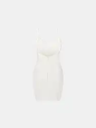 WOMEN - WOMEN'S V NECK MINI DRESS - Alabaster(POLYESTER,Alabaster)