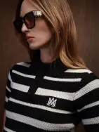 WOMEN - WOMEN'S MA STRIPED POLO - Black(EGYPTIAN COTTON,BLACK)