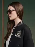 WOMEN - WOMEN'S HOLLYWOOD CLUB VARSITY JACKET - Black(WOOL BLEND,BLACK)