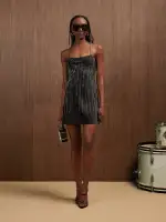 WOMEN - WOMEN'S CRYSTAL STRIPE MINI DRESS - Black(POLYESTER,BLACK)