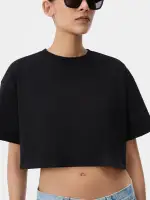 WOMEN - WOMEN'S AMIRI EMBROIDERED CROPPED TEE - Black(COTTON JERSEY,BLACK)