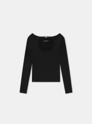WOMEN - WOMEN'S LONG SLEEVE KEYHOLE TOP - Black