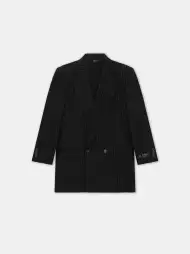 STRIPED DOUBLE-BREASTED BLAZER - Black