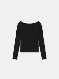 WOMEN - WOMEN'S LONG SLEEVE KEYHOLE TOP - Black(VISCOSE,BLACK)