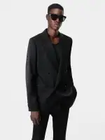 TONAL MA QUAD DOUBLE-BREASTED BLAZER - Black(WOOL VISCOSE,BLACK)