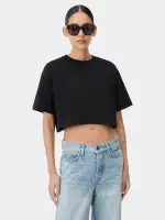 WOMEN - WOMEN'S AMIRI EMBROIDERED CROPPED TEE - Black(COTTON JERSEY,BLACK)