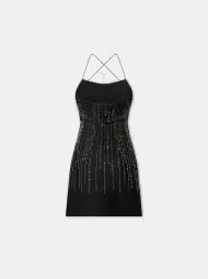WOMEN - WOMEN'S CRYSTAL STRIPE MINI DRESS - Black(POLYESTER,BLACK)