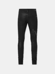 WAXED STAGGERED LOGO SKINNY JEAN - Black Wax(DENIM,Black Wax)