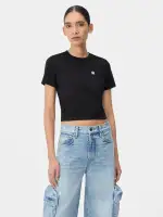 WOMEN - WOMEN'S MA EMBROIDERED BABY TEE - Black(COTTON,BLACK)