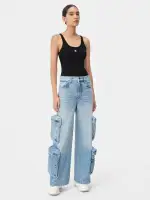WOMEN - WOMEN'S MA EMBROIDERED RIBBED TANK - Black(COTTON,BLACK)