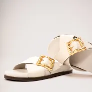 Enola Crossed Sporty Sandal(5,Pearl)