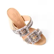 Enola Shine  Leather Sandal(5,Light Wood)