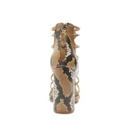 Julianna Block Snake-Embossed Leather Sandal(5,Nude Caramel)