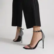 Jenna Specchio Leather Sandal(5,Silver)