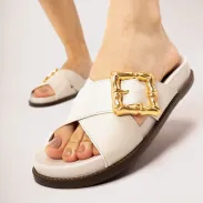 Enola Crossed Sporty Sandal(5,Pearl)