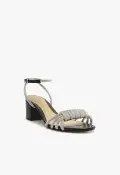 Jewell Mid Block Nappa Leather Sandal(5,Black)