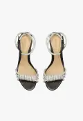 Jewell Mid Block Nappa Leather Sandal(5,Black)