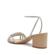Jewell Mid Block Nappa Leather Sandal(5,Light Beige)