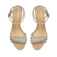 Jewell Mid Block Nappa Leather Sandal(5,Light Beige)